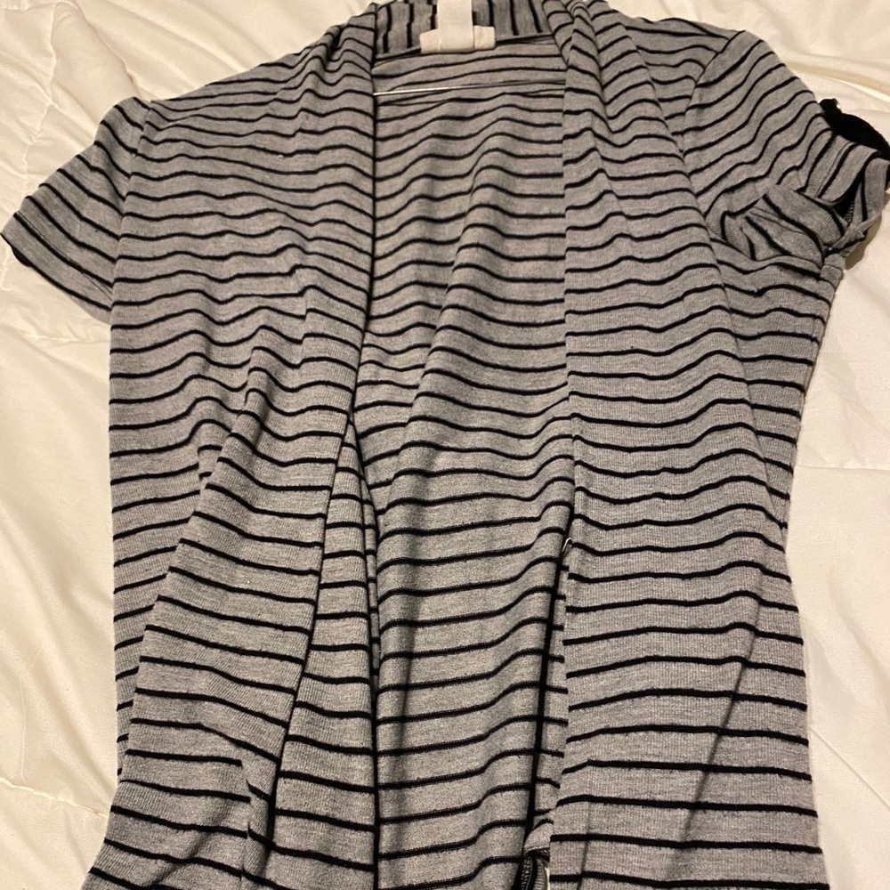 Short sleeve striped cardigan